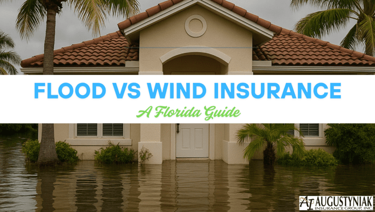Flooded Florida home after storm with flood and wind damage