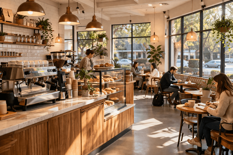 Coffee shop interior representing a low-risk BOP-eligible restaurant in Florida