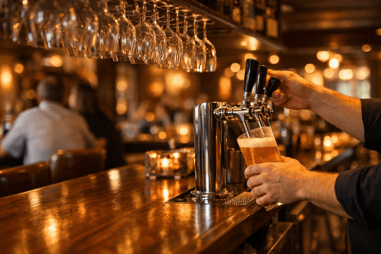Florida restaurant bar area with warm lighting representing liquor liability insurance exposure for restaurants serving alcohol