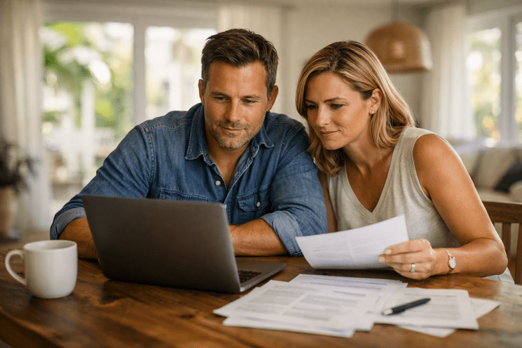 Jacksonville couple comparing insurance agencies